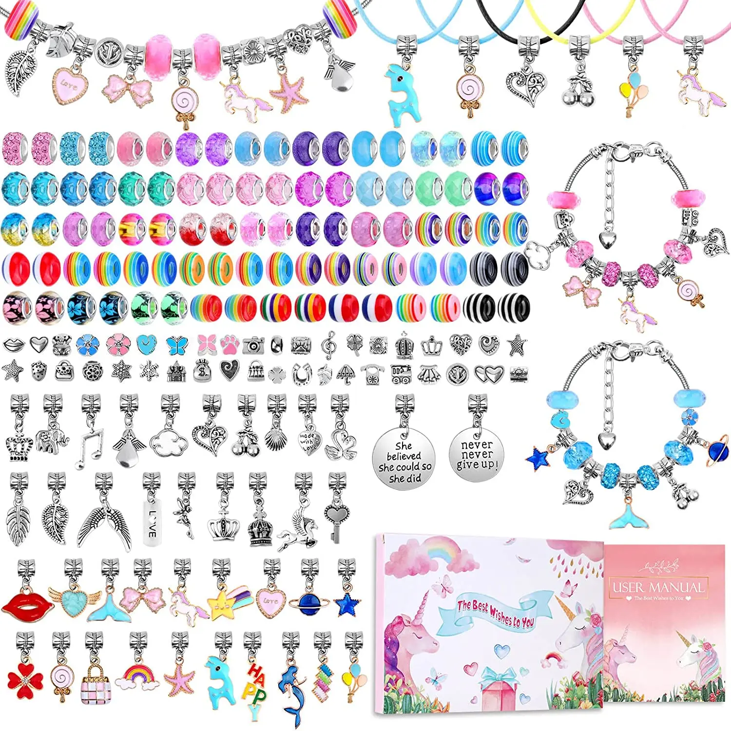 Charm Bracelet Making Kit DIY Jewelry Making Supplies Beads Unicorn Mermaid  Crafts Handmade Gifts Set for Girls Teens Age - AliExpress