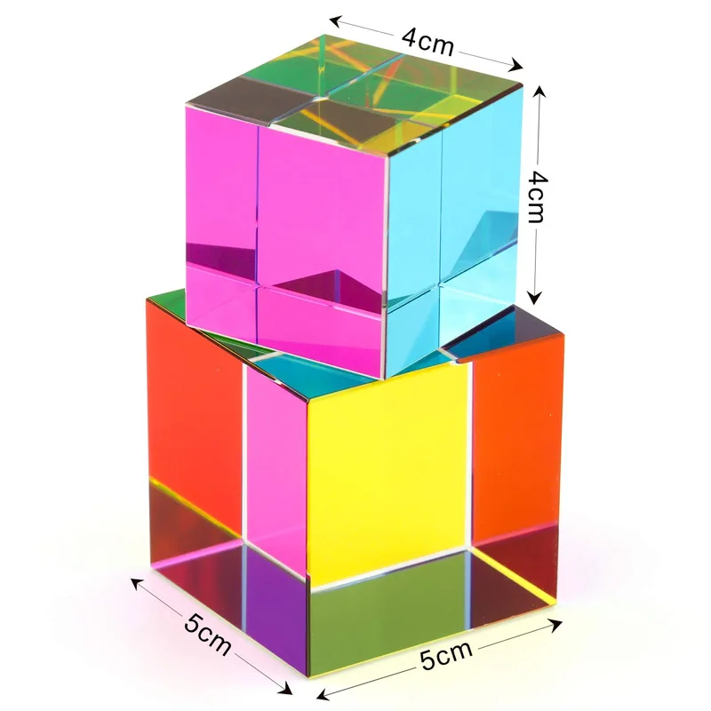 Color Cube Prism Three Primary Colors Popular Science Optical Color Experiment Toys Home Decoration optical prisms,photography prism