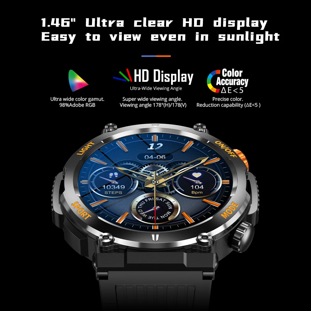 COLMI V68 1.46'' HD Display Smartwatch 100 Sports Modes Compass Flashlight Men Military Grade Toughness Smart Watch smart watch