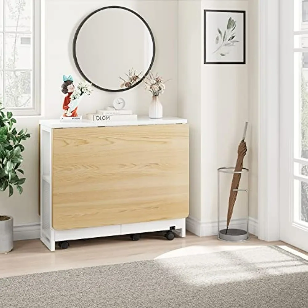 Folding Dining Table with 2 Tier Storage 2
