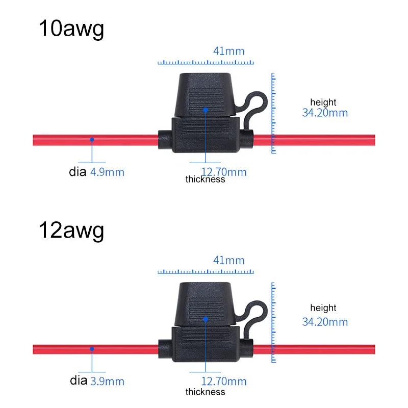 Gebildet 8pcs Etanche Porte-fusibles Moyen avec 12AWG Fil, 32V 30A