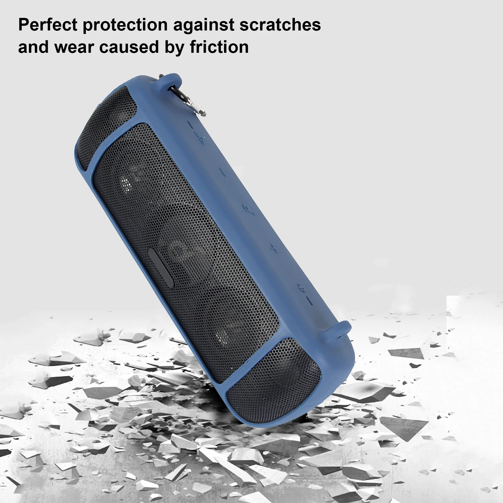 Custodia In Silicone Morbido Per Altoparlante Anker Soundcore Motion+ - Blu Scuro, Con Tracolla E Moschettone, Protezione Antiurto - 2