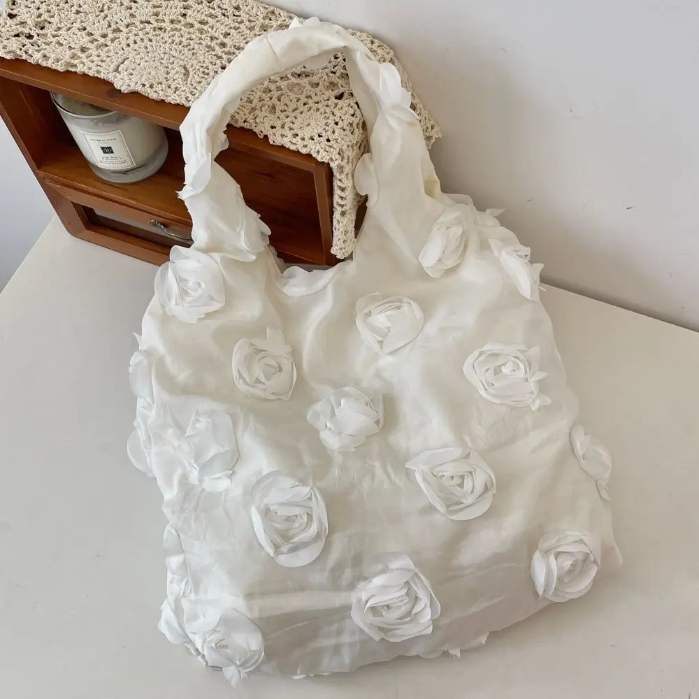 JIAERDI Fairycore Floral Pink Shoulder Bags For Women Sweet Rose Portable Large Capacity Handbag Female Retro Y2k Bag Aesthetic