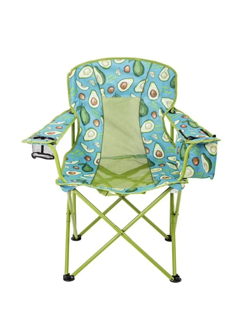 

Oversized Mesh Camp Chair with Cooler, Avocado Design, Green with Blue, Adult