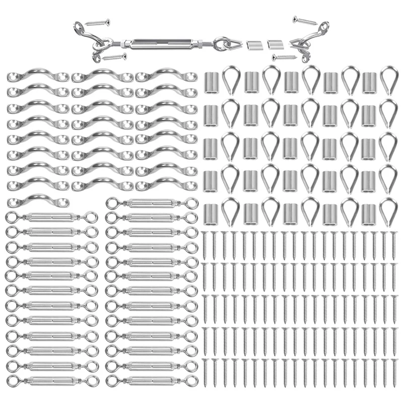 

25 Pack Heavy Duty T316 Stainless Steel Cable Railing Kits For Wood Posts DIY Balustrade Kit With Jaw Swage Fork Turnbuckle