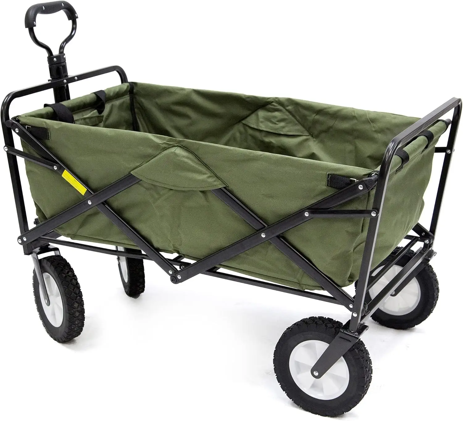 Folding Steel Frame Garden Utility Wagon Cart, Green (for Parts)