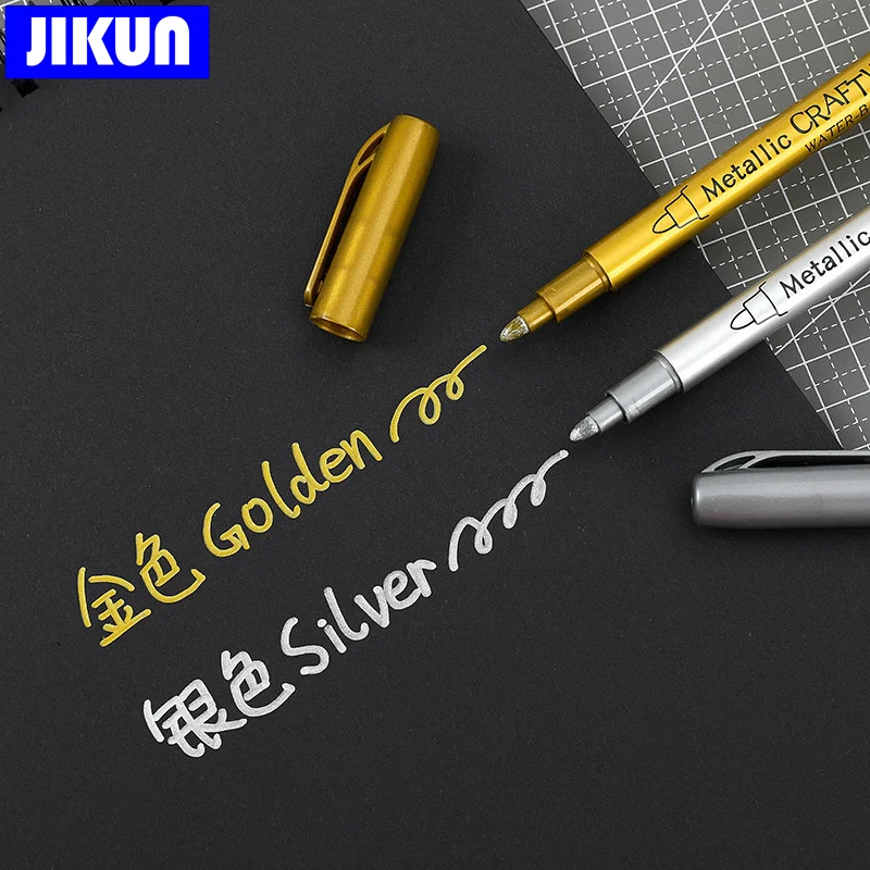 4pcs Metallic Paint Marker Pens Gold Silver 1.5mm Craftwork Resin Mold Pen Art Painting Student Supplies