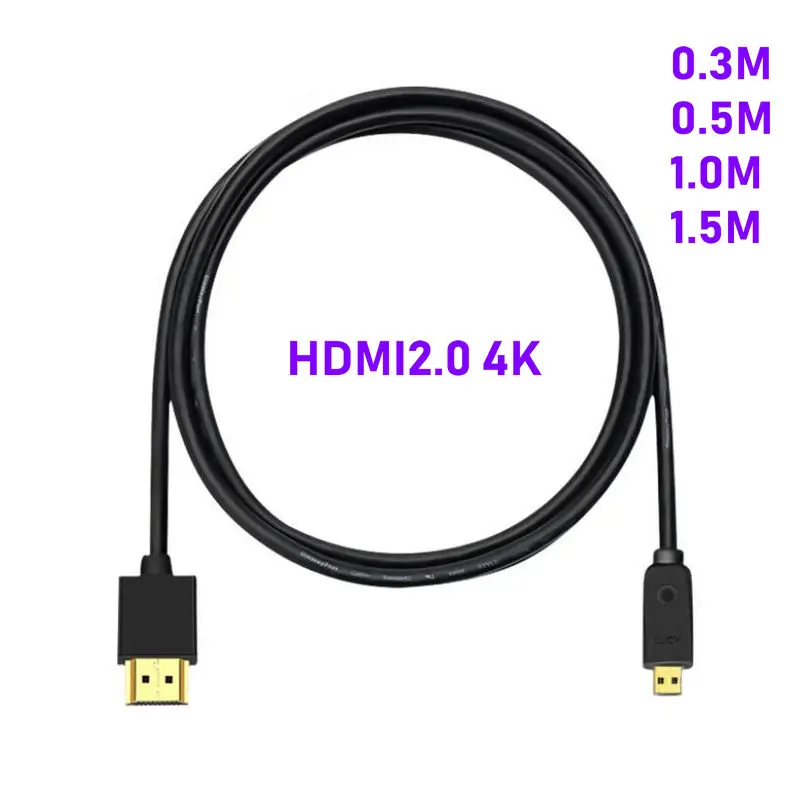 

Micro HDMI to HDMI Cable Gold Plated 2.0 3D 4k 1080P high speed HDMI Cable Adapter for HDTV PS3 XBOX PC camera