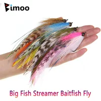 #2/0 15cm/5.91inch Big Streamer Baitfish Fly Flash Grizzly Saddle Hackle Bait Trout 1