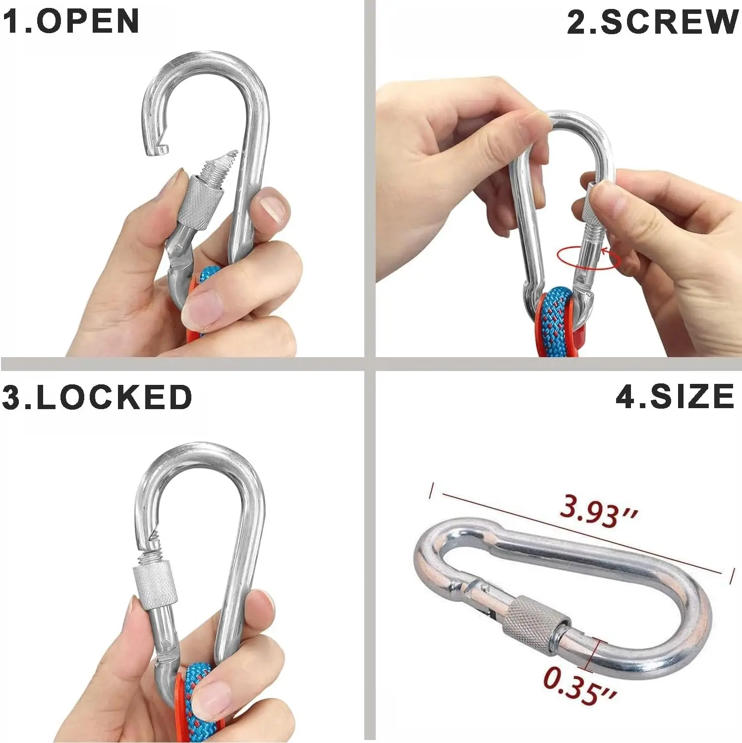 52ft Outdoor Climbing Rope with 2 Steel Hooks 3