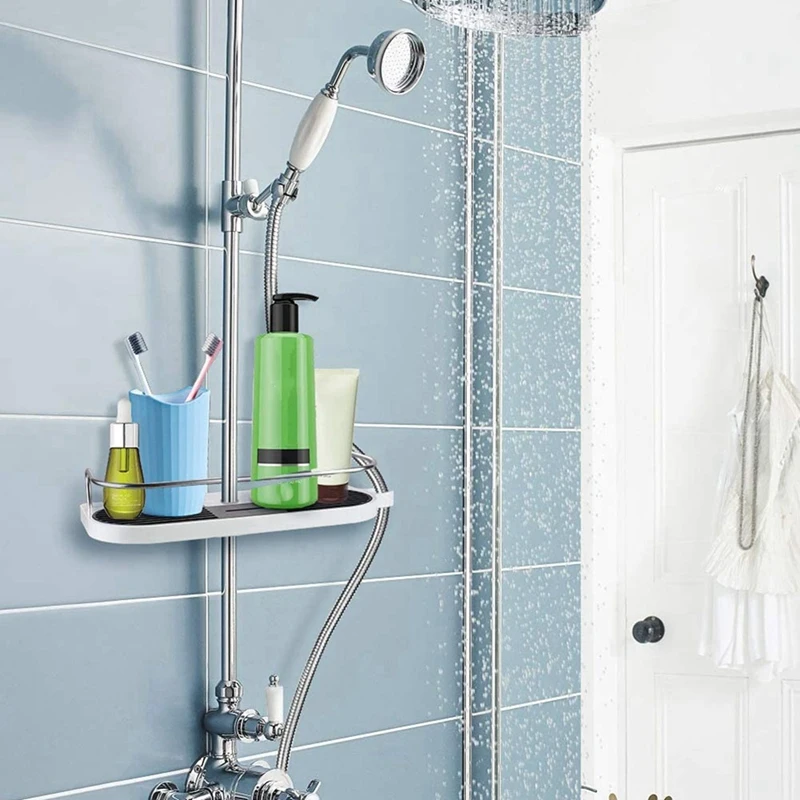 No Drilling Hanging Shower Caddy Over Shower Head Bath Organizer