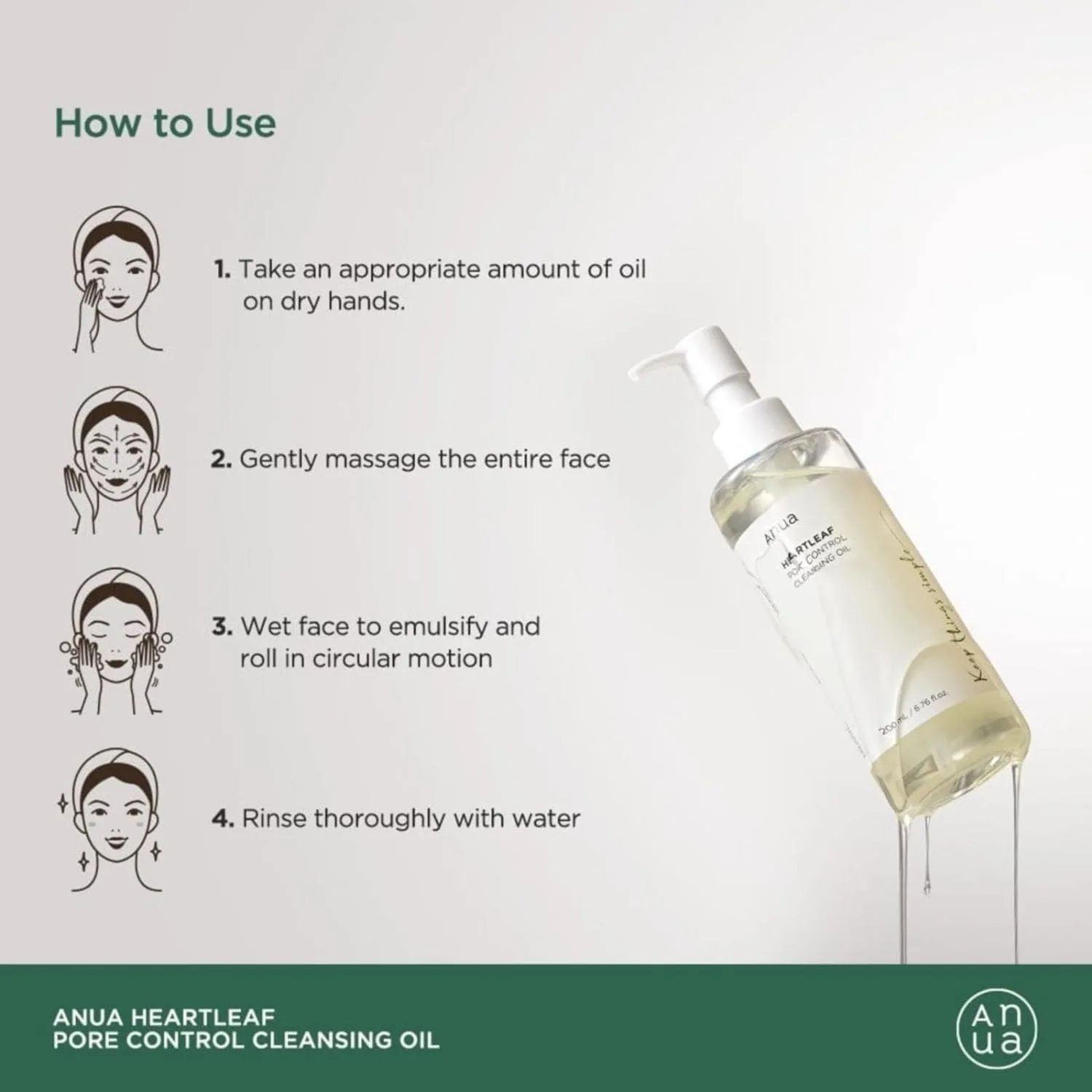 Anua Heartleaf Pore Control Cleansing Oil Make Up Remover And Black Heads Removal Facial Wash 200ML