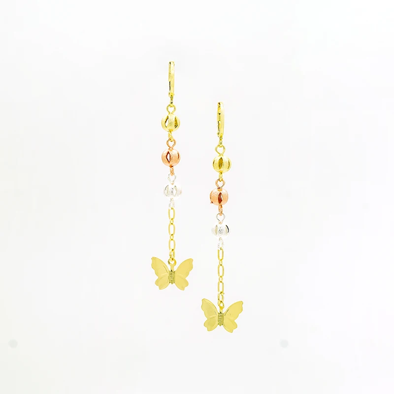 Accessori Da Donna Moda Orecchini Nappa Placcati Oro 14K Orecchini Da Donna Di Moda Con Ciondolo A Farfalla Rotonda Tricolore