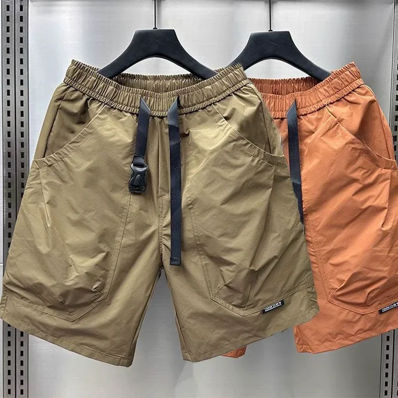 2024 Men's Large Pocket Waistband Work Shorts Summer Thin New Loose Straight Half Middle Pants 2