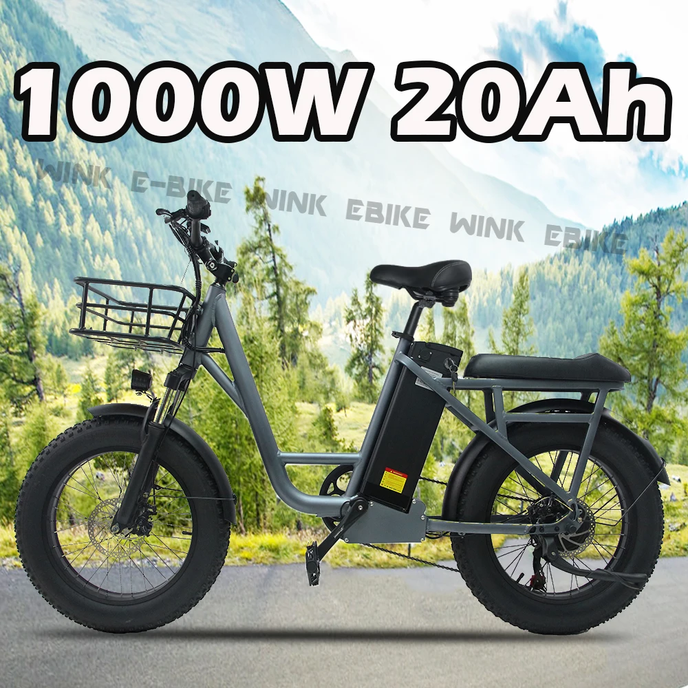 

Electric Bike for Adults 20" 4.0 Fat Tire E Bike 1000W Brushless Motor 48V 20AH Removable Battery Ebike Shimano 7 Speed