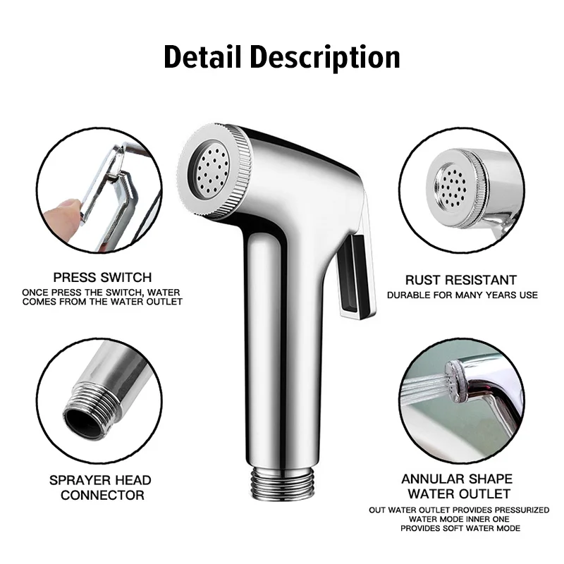 Handheld Bidet Sprayer Portable Diaper Toilet Shattaf Bathroom Toilet Bidet Shower Head Nozzle with 1.5m Telephone Shower Hose handheld bidet sprayer