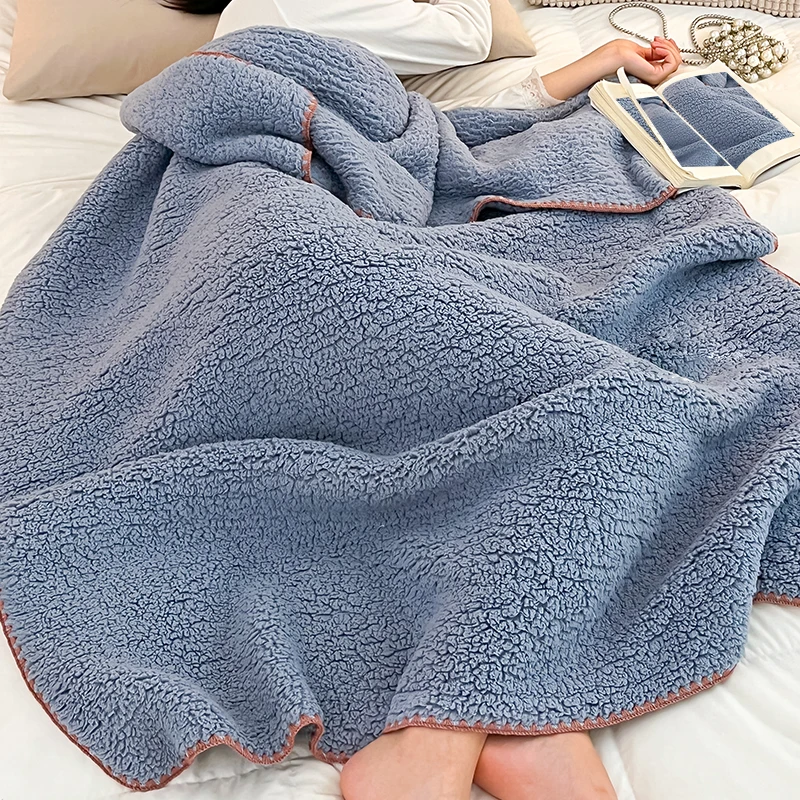 

BeddingOutlet Class A Bubble Fleece Double-Sided Solid Colour Lamb Blanket Four Color Warm Soft Sofa Couch Bed Blanket Decor