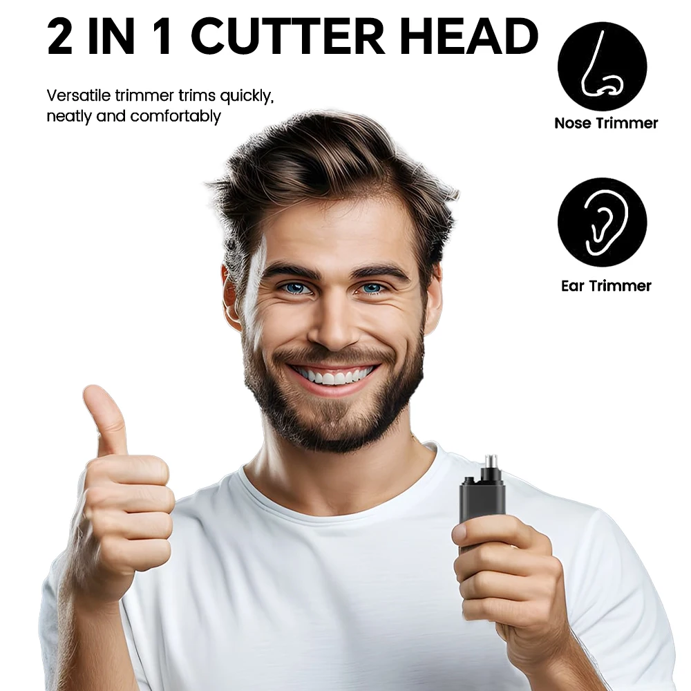 Electric Ear and Nose Hair Trimmer for Men & Women, Portable USB Rechargeable Nose Hair Clipper with Bass & Easy Cleaning Design