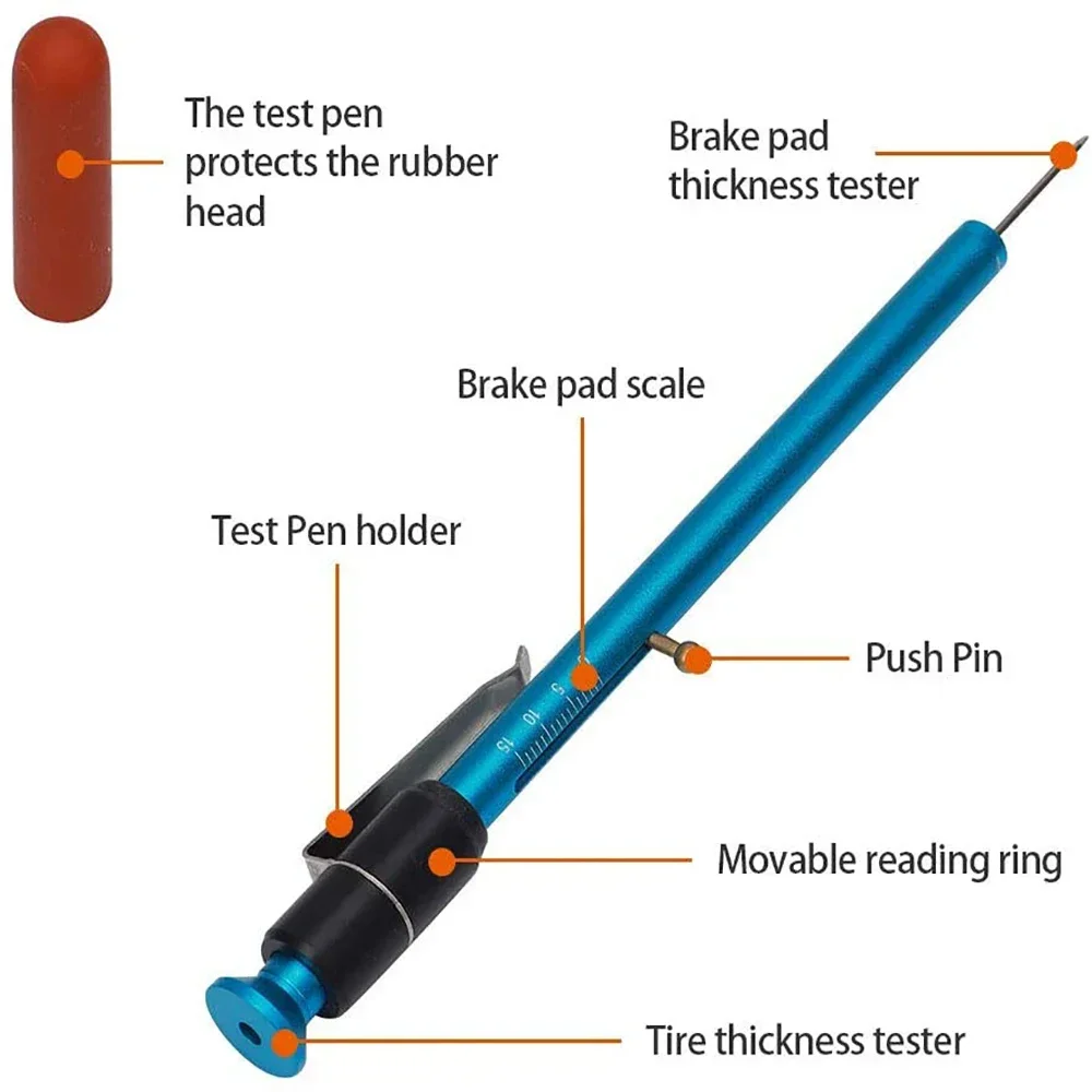 2 in 1 Car Brake Pad Thickness Gauge and Tread Depth Detection Pen Measuring Tool Car Tread Depth Detection Pen images - 6