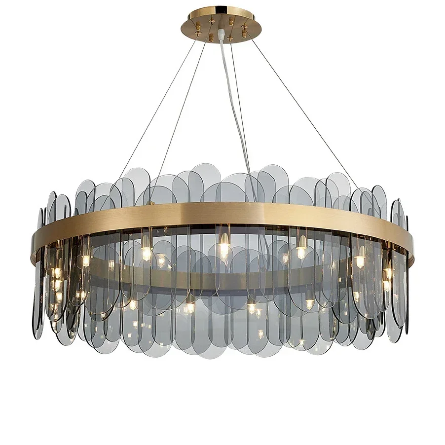 

g9 LED Postmodern Round Stainless Steel Golden Designer Chandelier Lighting Lustre Suspension Luminaire Lampen For Dinning Room