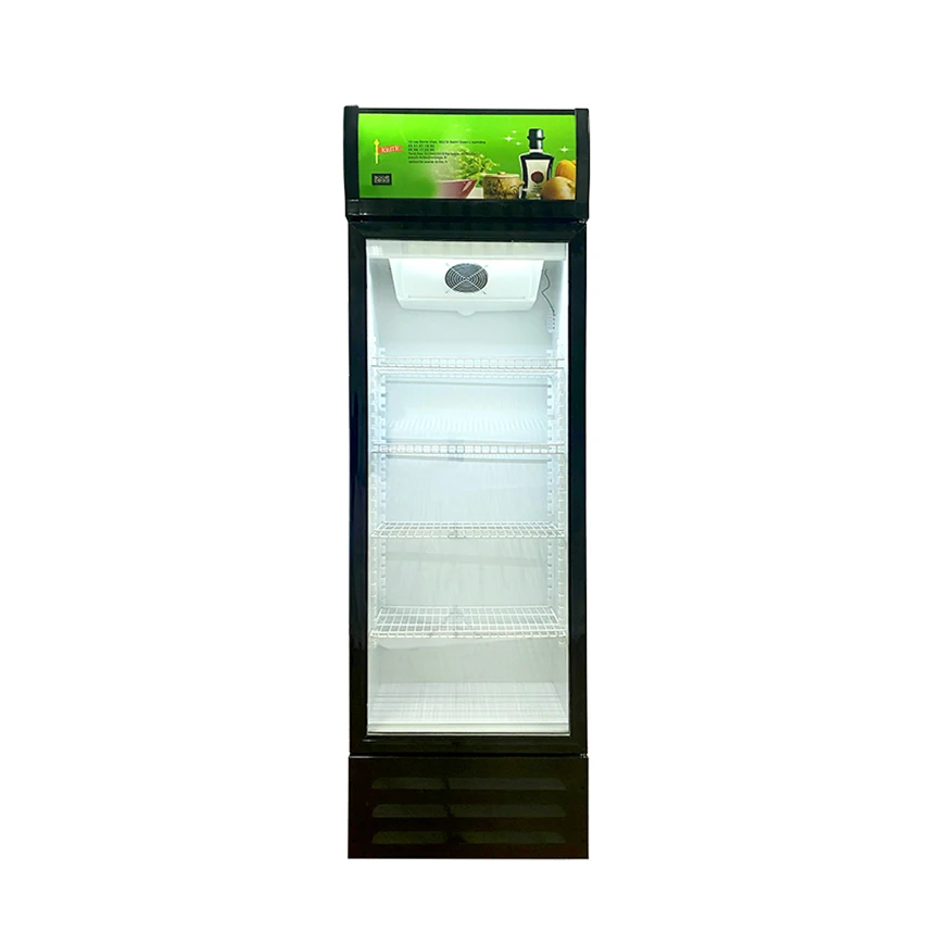 Store Supermarket Upright Beverage Cold Drink Commercial Fridge Display Single Glass Door Refrigerator