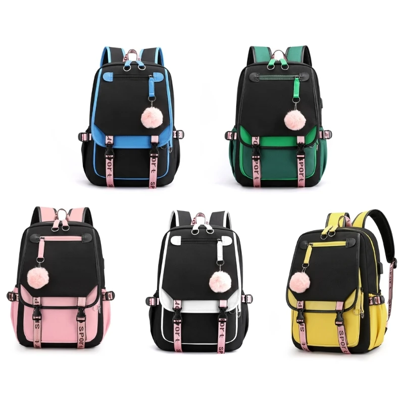 

School Backpack Laptop Backpack USB Port Large Capacity School Bag Bookbag Casual Rucksack for Girl Boy Youth