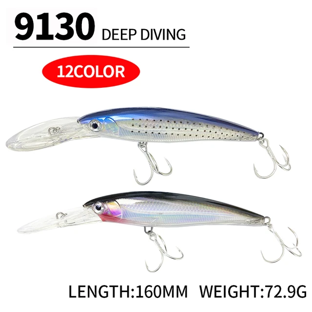 12Pcs Heavy Minnow Lures Set 160mm 72.9g Big Minnow Trolling Lure Deep  Diving Seawater Trout Lure Isca Pesca Fishing Tackle 9130 - AliExpress