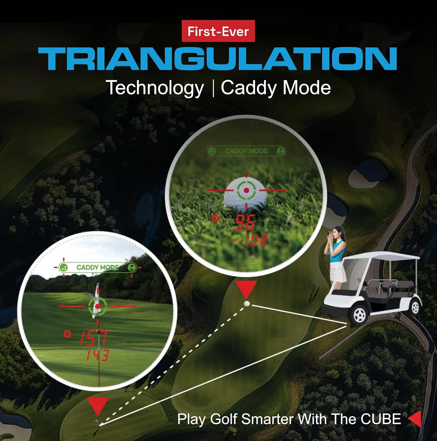 Cube Golf Laser Rangefinder with M-Slope E-Slope Caddy Mode Golf View Finder 6X Super Clear View 5-1,000M Water Resistant