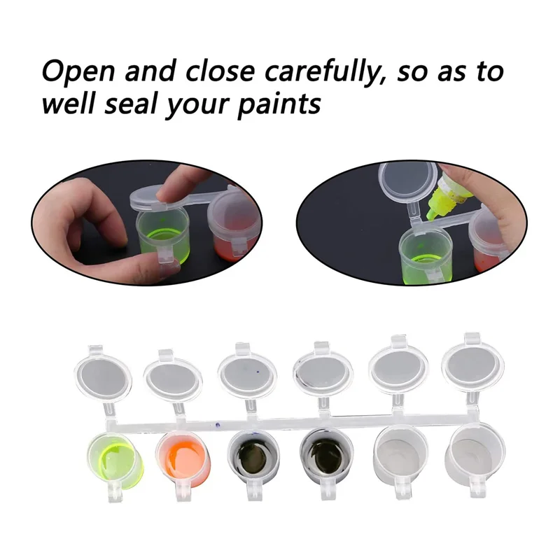 5 Strips 30 Pots Empty Paint Strips Paint Cup Pots, 10Ml/ 0.35Oz Mini Paint Pot Strips Clear Plastic Storage Containers 2