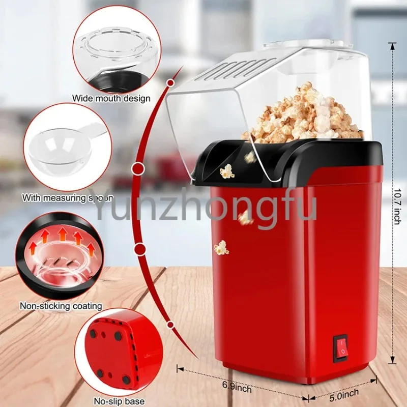 5 Core Hot Air Popcorn Popper Machine 1200W Electric Popcorn Kernel Corn  Maker Bpa Free, 95% Popping Rate, 2 Minutes Fast, No Oil-Healthy Snack for