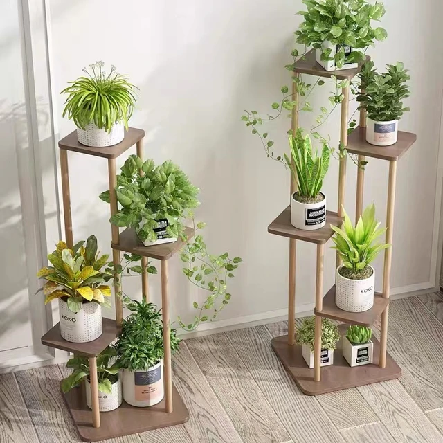 Supporto per piante in bambù a 4 livelli supporto per vaso da