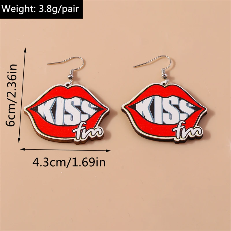 Mode Holz Liebe Herz Regenbogen Tropfen Ohrringe für Frauen Mädchen Party Urlaub Schmuck Geschenke – Detail 12