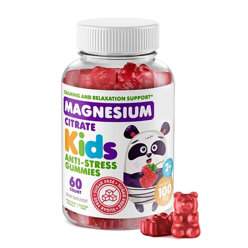 Magnesium Supplements 60 Gummies Children's Magnesium Gummies Supplement Suitable for Children and Adults with Sugar Free Magnesium Chewable Tablets
