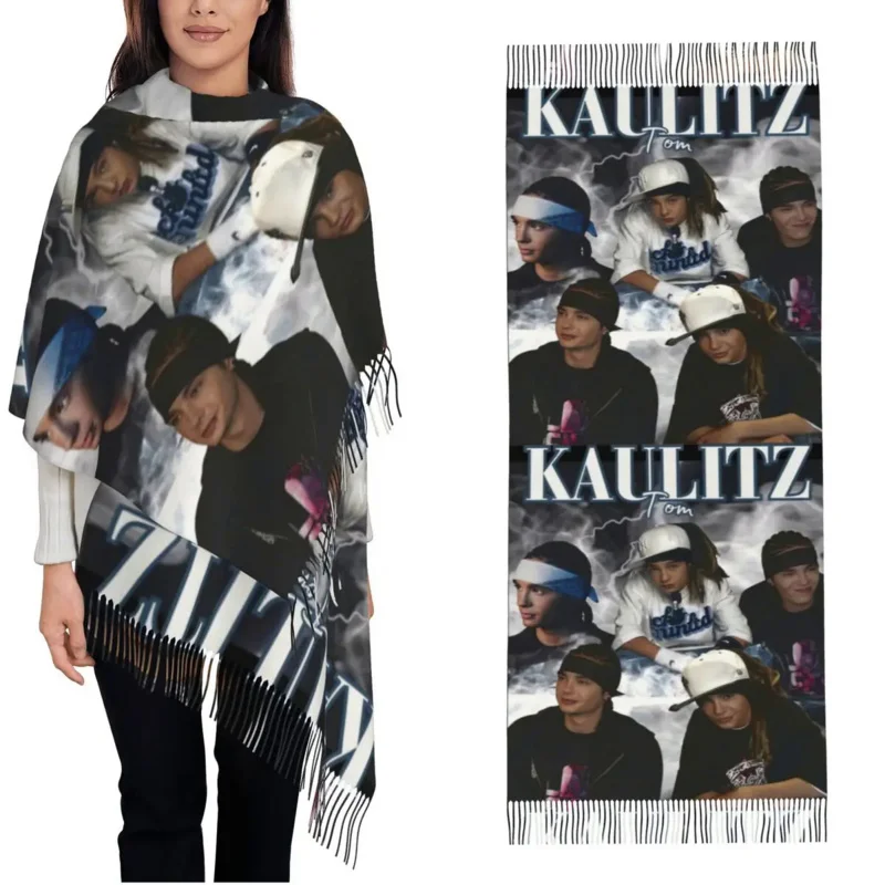 

Tokio Hotel Tom Kaulitz Shawl Wraps Women Warm Large Soft Scarf Music Band Neckerchief Tassel Scarves