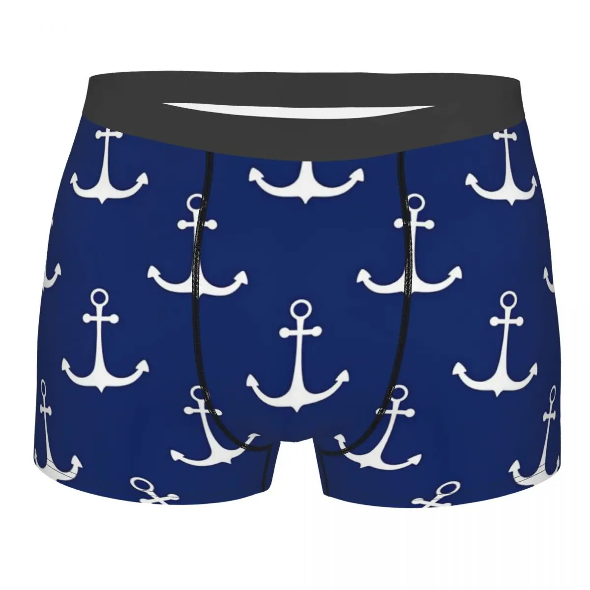 Blue Nautical Anchor Pattern Underpants Breathbale Panties Male Underwear Print Shorts Boxer Briefs