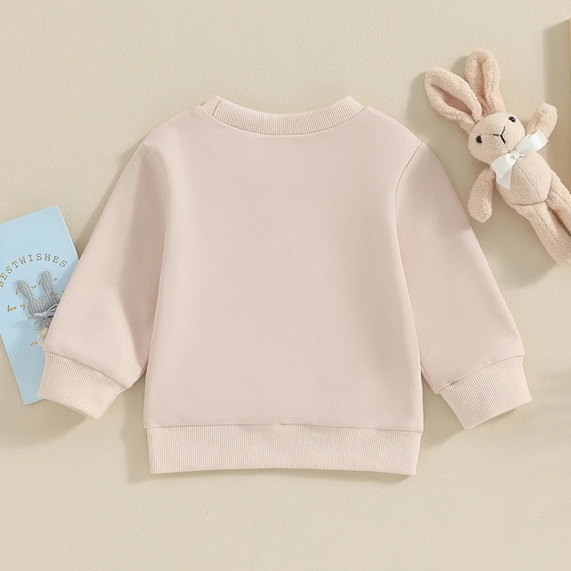 

Пасхальный наряд для маленьких девочек, пуловер с длинным рукавом и буквенным принтом кролика, свитшот, топы, весенняя одежда