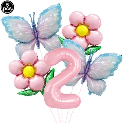 Pink Butterfly Balloon Set - 32 - inch Foil Number Balloons for Birthday or Baby Shower Decor (Ruby)