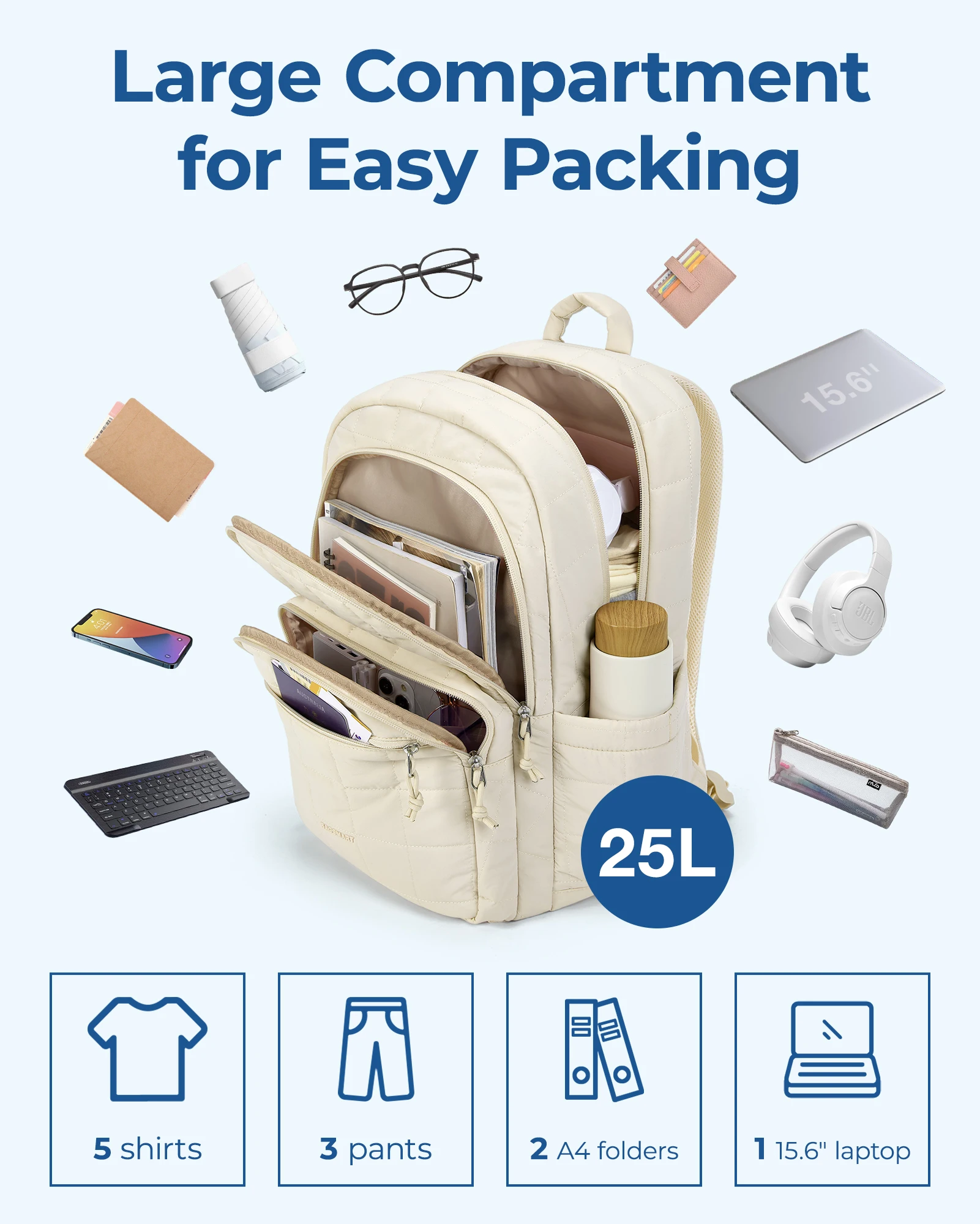 TAN.TOMI Zaino Unisex Grande Con Porta PC 15.6 - 3