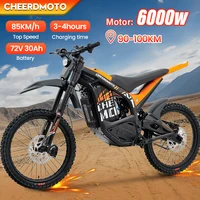 Cheerdmoto Electric Dirt Bike Mid-Drive Motor 72V/30AH/6000W Electric Motorcycle Bike Hydraulic Brakes Electric Bicycle