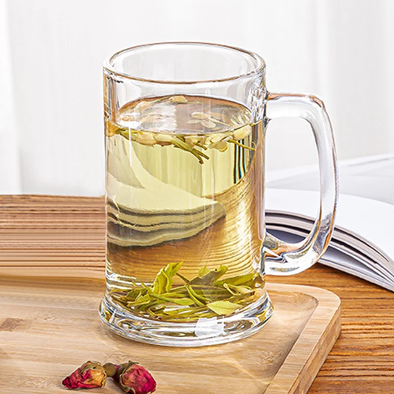 380ml Simple Style Thick Bottomed Household Beer Glass Transparent Drinkware Wheat Beer Glass Heat Resistant Tea Cup Water Mug