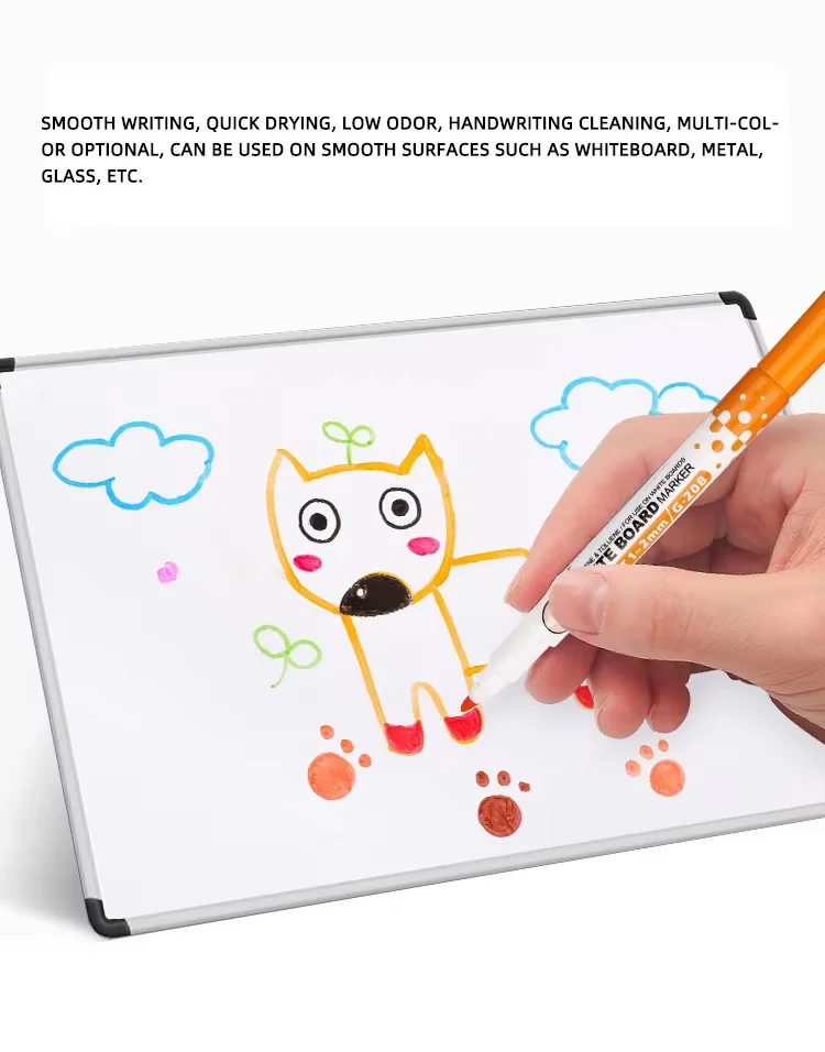 Pennarelli per lavagna bianca colorata magnetica cancellabile a 8 colori Gomma incorporata Materiale scolastico Penna per lavagna Penna da disegno per bambini - immagine 5