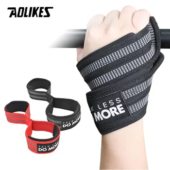 AOLIKES 1 Pair Figure 8 Weight Lifting Straps Weightlifting Powerlifting Sport Gym Fitness Bodybuilding Barbell Wrist Support