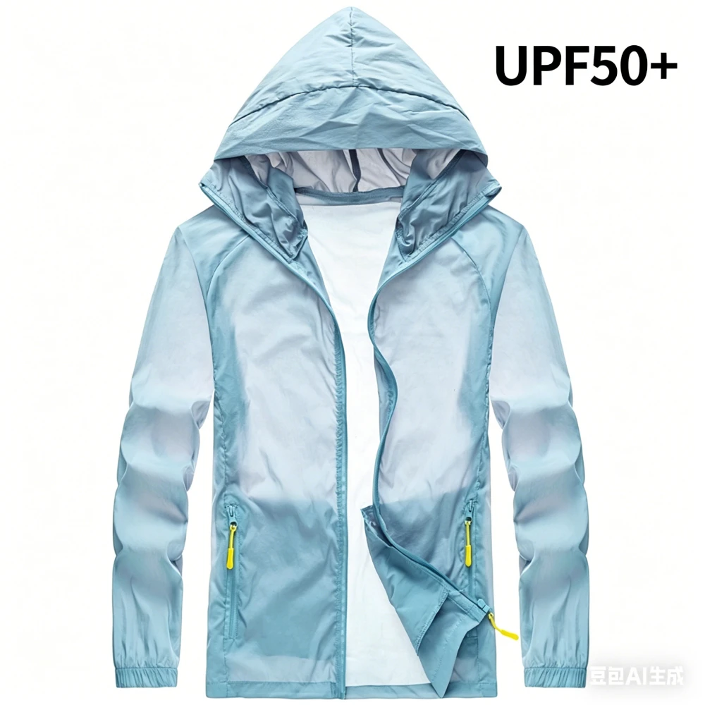 남성용 UPF50+ 자외선 차단 재킷 경량 통기성 후드 윈드브레이커 다양한 색상 야외 여름 코트 긴팔 낚시용