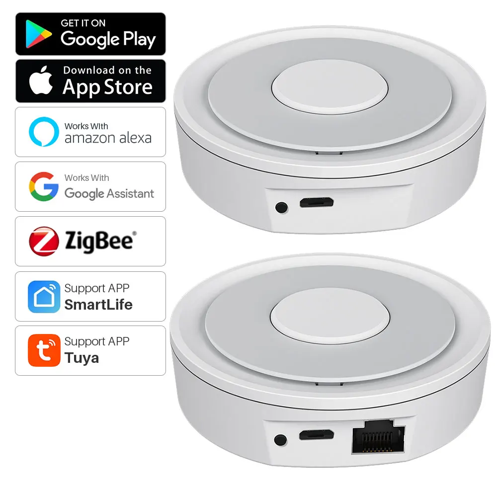 ELIVCO Tuya Zigbee Gateway Wireless Bridge Smart Home Remote Control, Zigbee 3.0 protocol Smart Life works with Alexa Google Home
