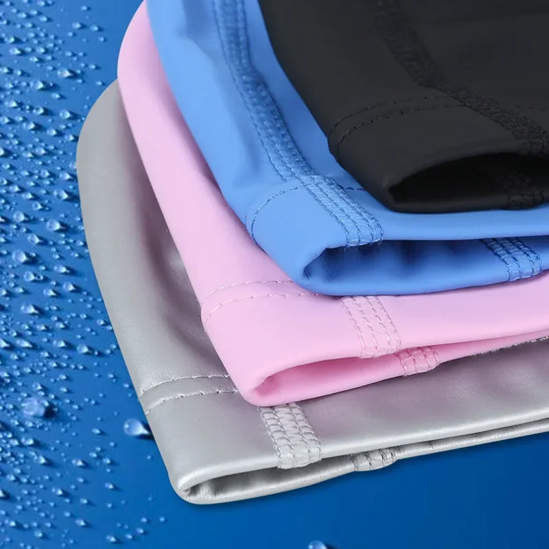 Swimming Caps PU Waterproof Unisex Women Men Swim Hat Stretch Elastic Swimming Pool Accessories Swimming Cap Ear Protection 3