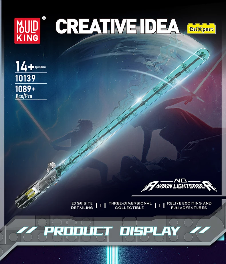Mould King Lightsaber Building Block The Darksaber with Led