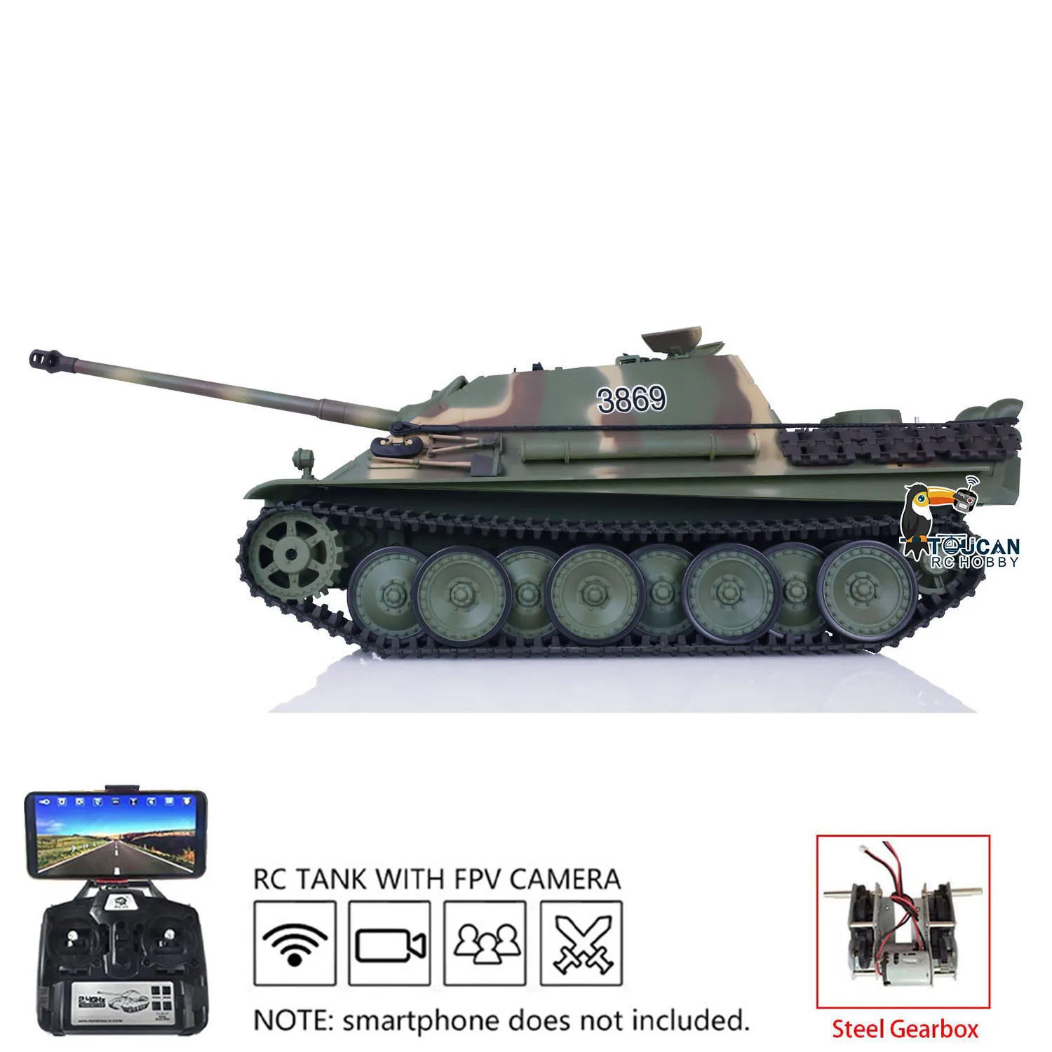 Char RC HengLong Stug III 1/16 en mouvement, tank robot télécommandé avec canon incliné