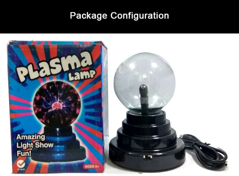 3 Inch Magic Plasma Ball Lamp LED Atmosphere Night Light Touch Control Glass Plasma Light Bedroom Decor Kids Gifts