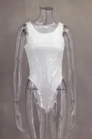 Women Sequin Skirt Set Sexy See through Slim Fit Holiday Outfit Summer Fashion Two Piece Set with Bodysuit And Maxi Skirt - Image 6