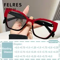 Luxury Brand Designer Women Fashion Cat Eye Anti Blue Light Glasses Double Color Big Frame Reading Glasses Presbyopia Eyewear 1
